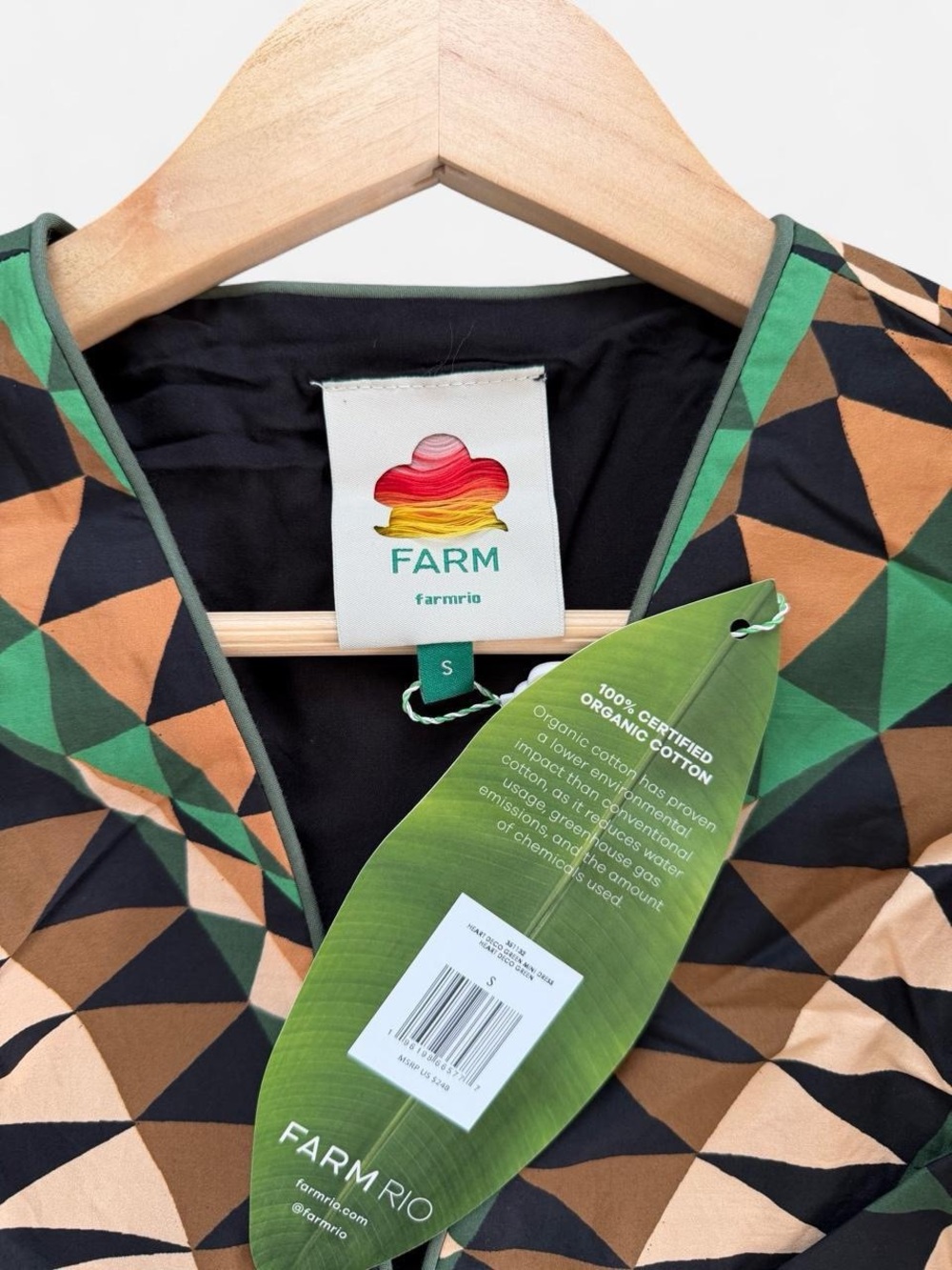 NWT FARM RIO Green Heart Deco Puff Sleeve Mini Dress - Picture 6 of 11